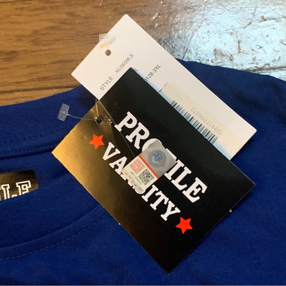 Profile Varsity Men's Big and Tall Kansas Jayhawks Blue Long Sleeve T-Shirt NEW! - Picture 5 of 8